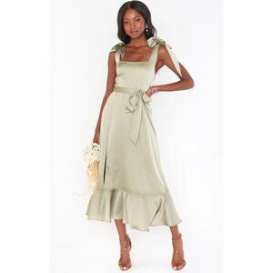 Show Me Your MuMu Sage Midi Bridesmaid Dress, Luxe Satin